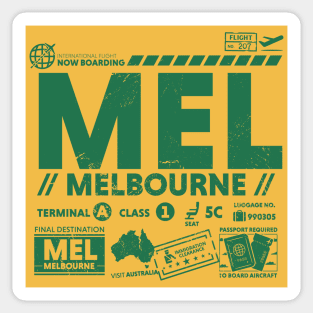 Vintage Melbourne MEL Airport Code Travel Day Retro Travel Tag Australia b Sticker